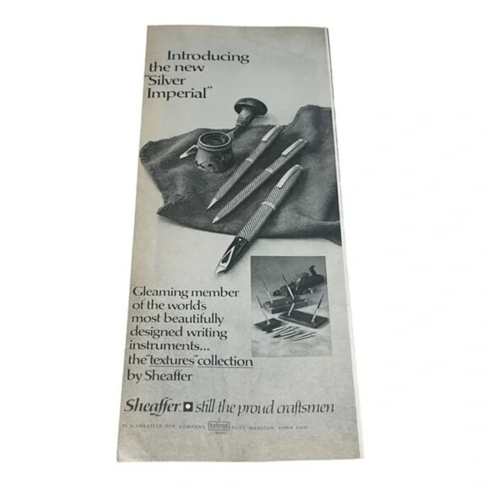 1970 Schaeffer Pen Co Introducing Silver Imperial Original Vintage Print Ad